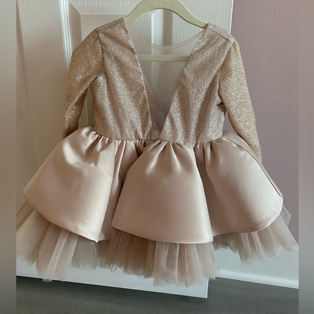 Sparkling Gold and Cream Tulle Dress size 1,5-2y